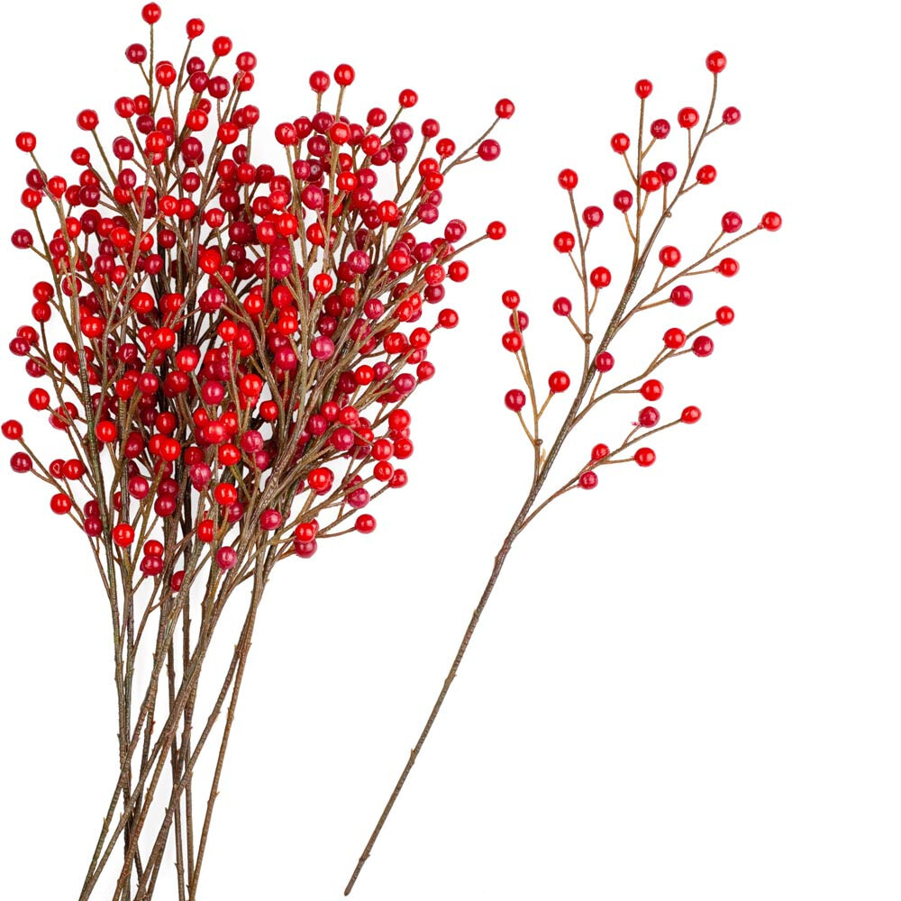 Set of 12 Factory Direct Craft Weatherproof Red Artificial Berry 18″ Sprays