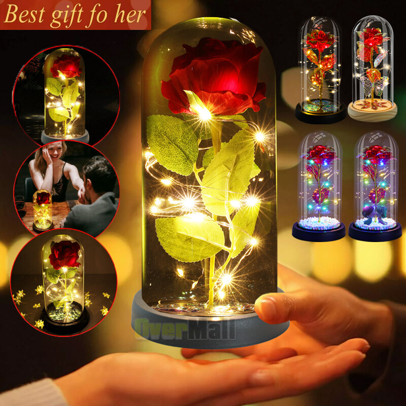 Rose Flower In Glass Gift For Womens Wife Her Valentine Girlfriend Birthday Gift