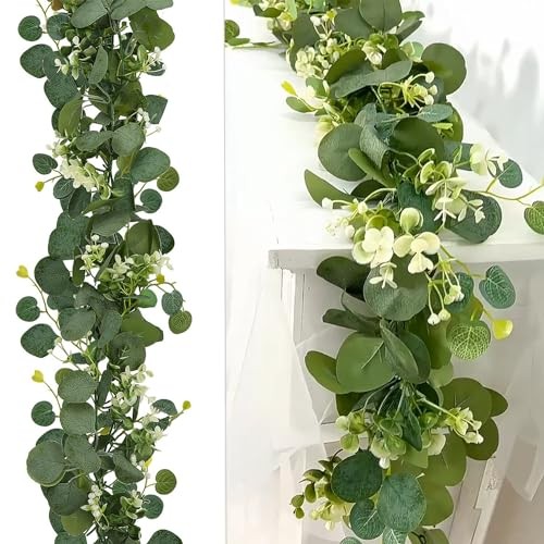 2 Pack Artificial Eucalyptus Garland 5.9FT Spring Greenery Garland Summer Fall