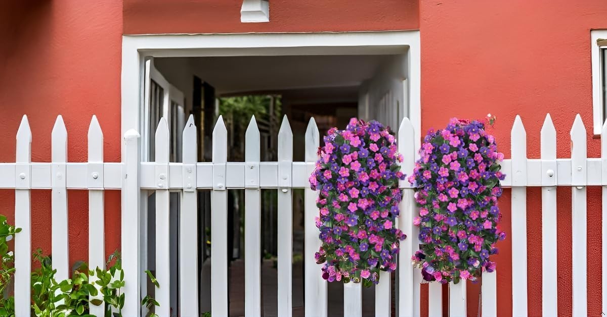 Elegant Dark Purple & Fuchsia Artificial Orchid Vines – Set of 2 for Outdoor Use
