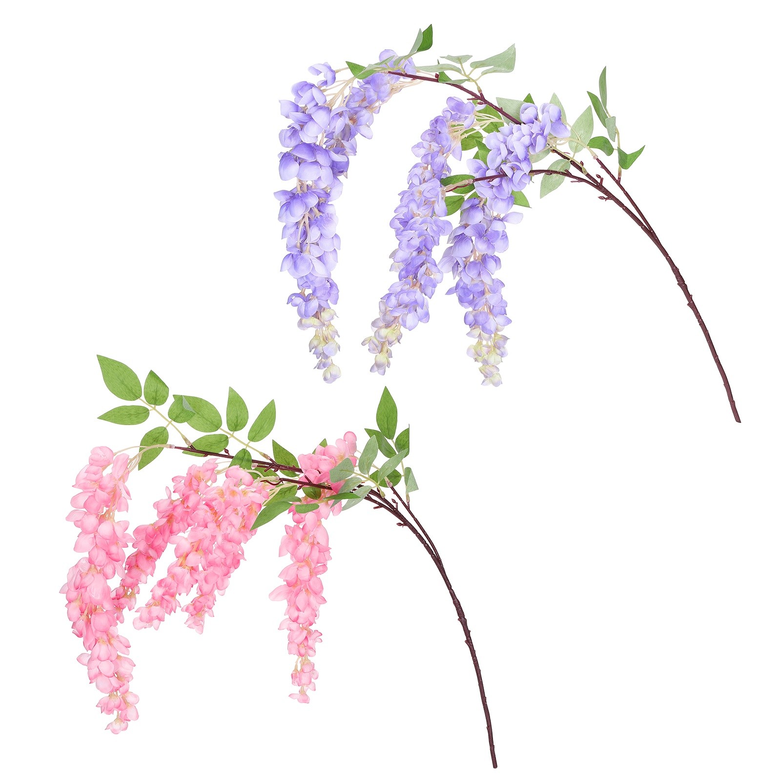 2Pcs Artificial Wisteria Hanging Flowers 3.9ft Fake Hang Floral Purple/Dark Pink