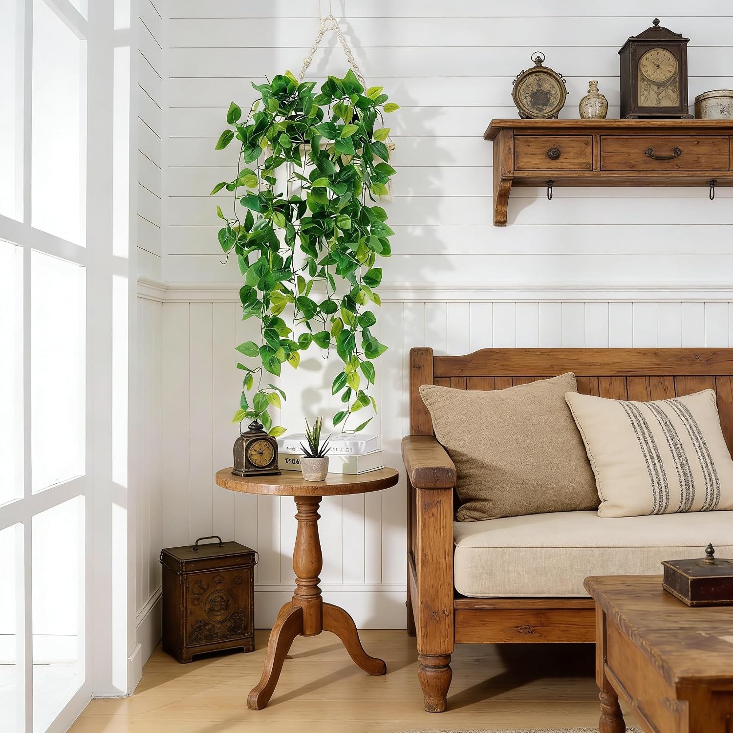 Fake Hanging Plants 2pcs Artificial Hanging Plant for Indoor Outdoor Faux Pothos