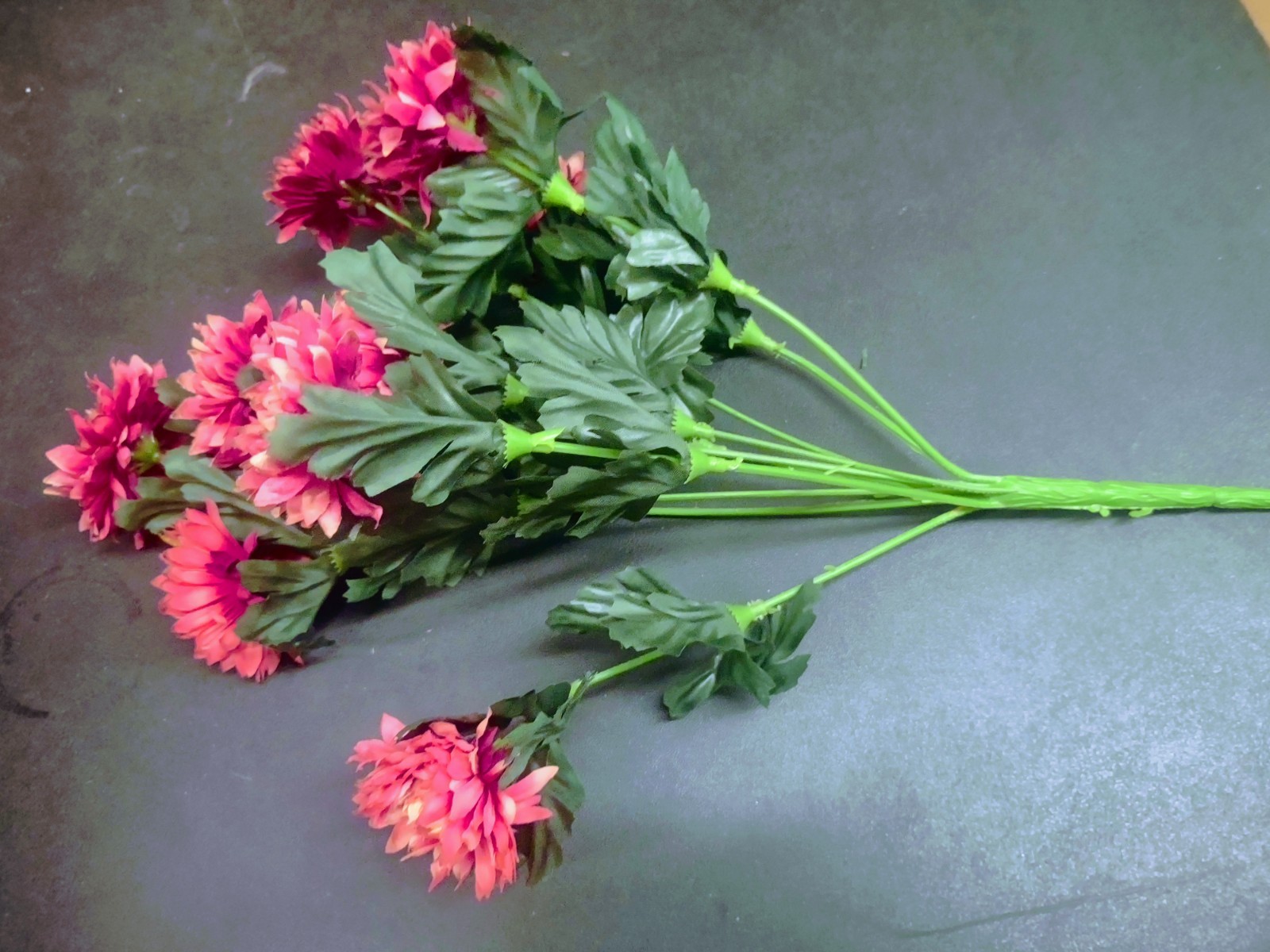 15″ Vintage Silk Strawflower Flower Bush with 10 Stems, Fall Salmon/Peachy Coral