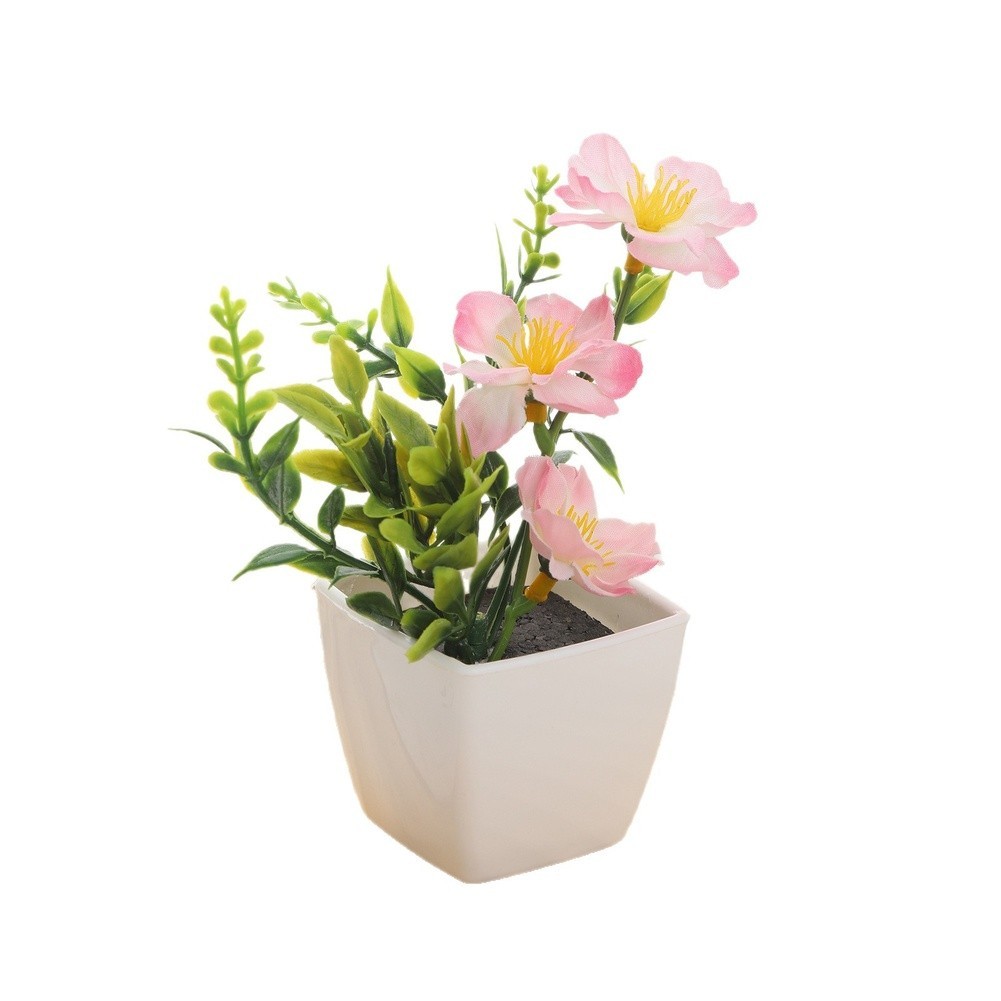 Potted Fake Featuring Peach Blossoms for Indoor Table Shelf Decor Pink