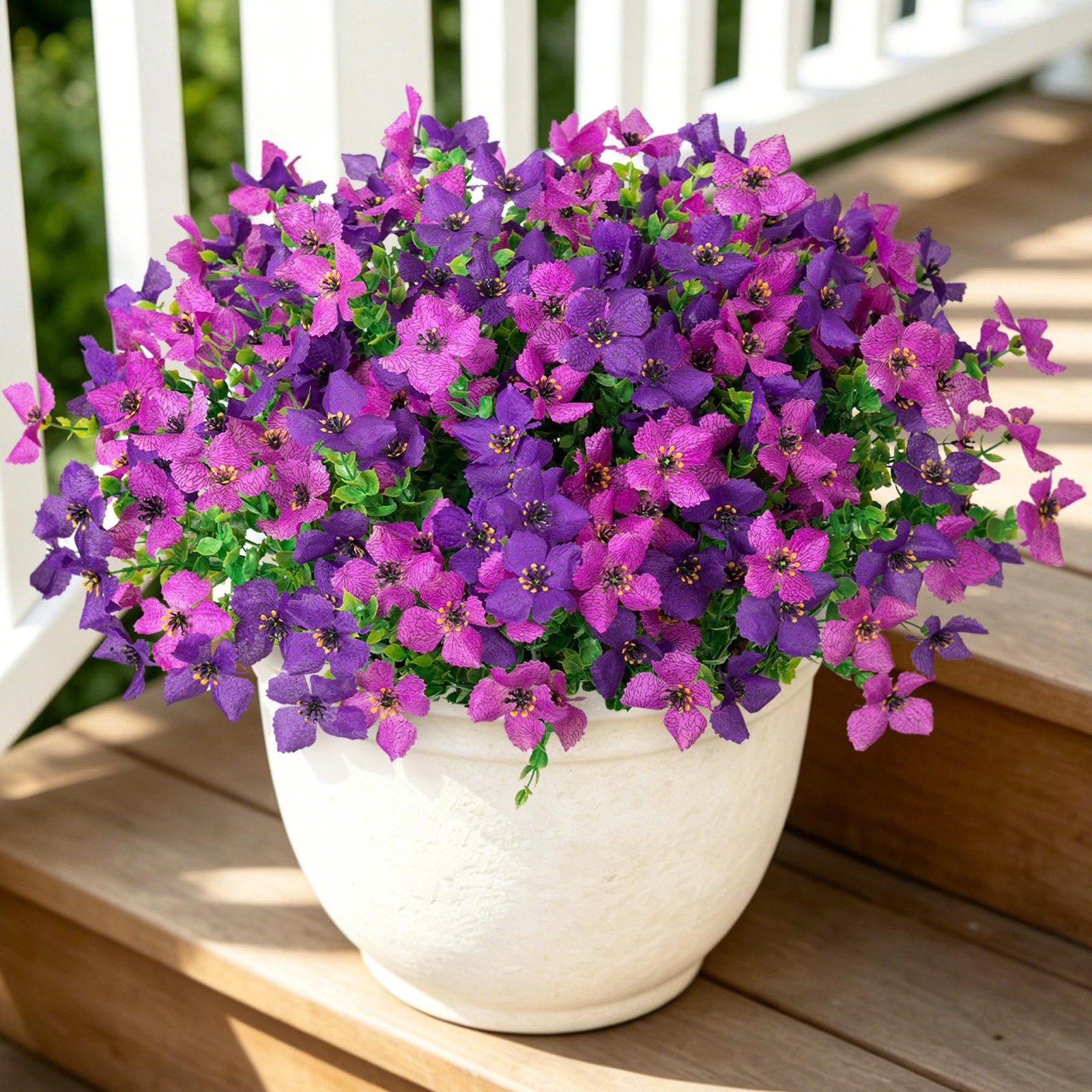 INXUGAO Artificial Faux Plants Flowers Outdoor Spring Summer Decoration, 12 B…