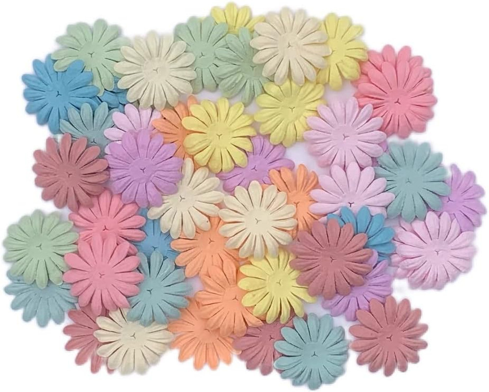Artificial Flowers 100 Pcs Handmade Mulberry Paper Daisy Petals 40x40mm Mulberry