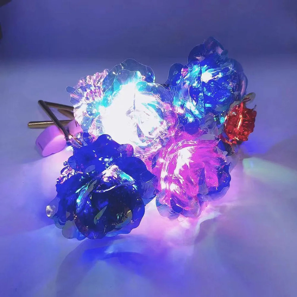 Led Valentine s Day Mother s Day Gift 24K Foil Plated Roses Artifical Flowers