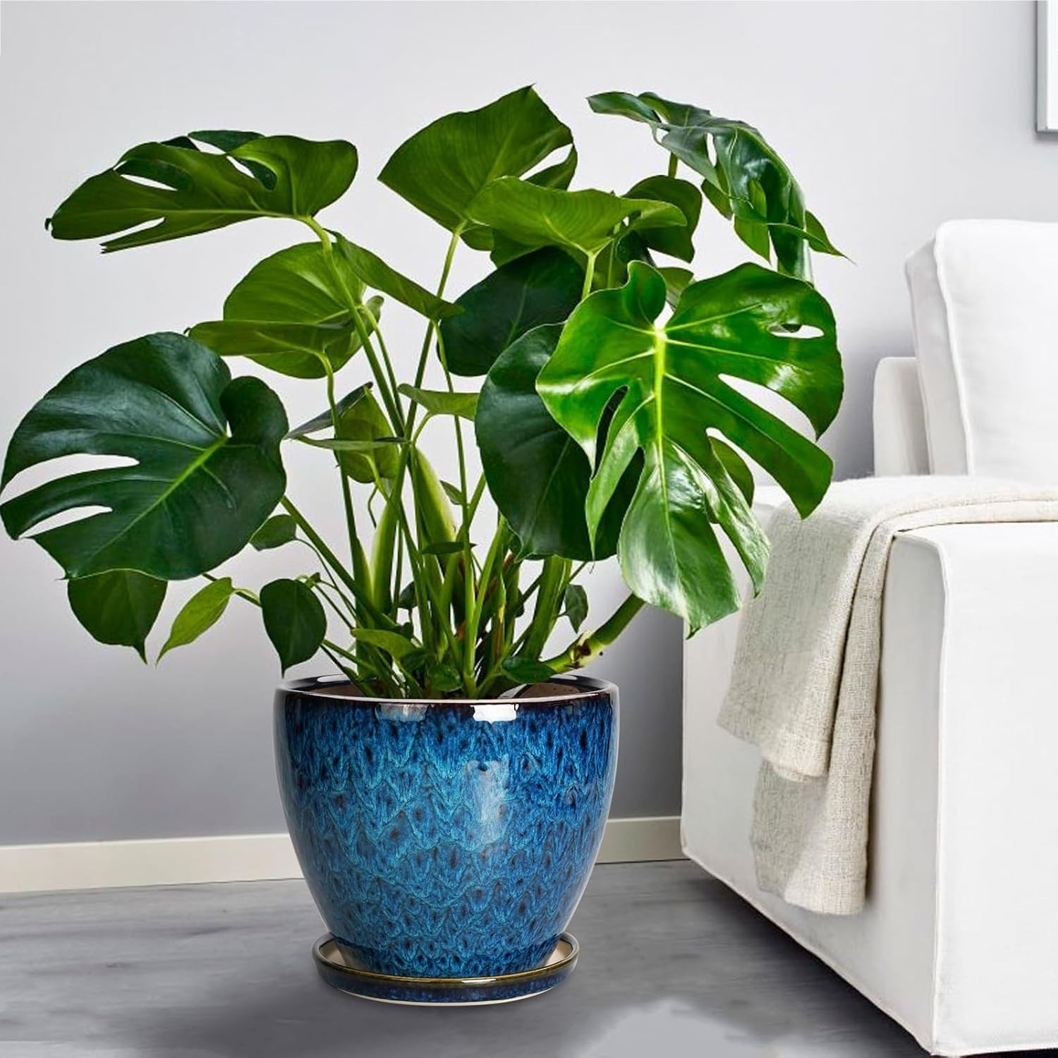 10 Inch Ceramic Planter Pot Round Plant Pot for Indoor Plants Outdoor Large F…