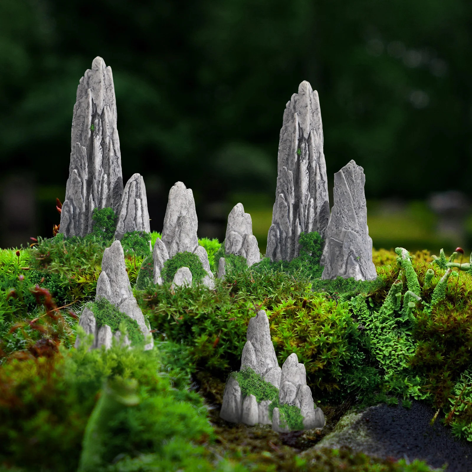 8Pcs Artificial Rockery Ornament Bonsai Micro Landscape Rockery Statue Deco Mini