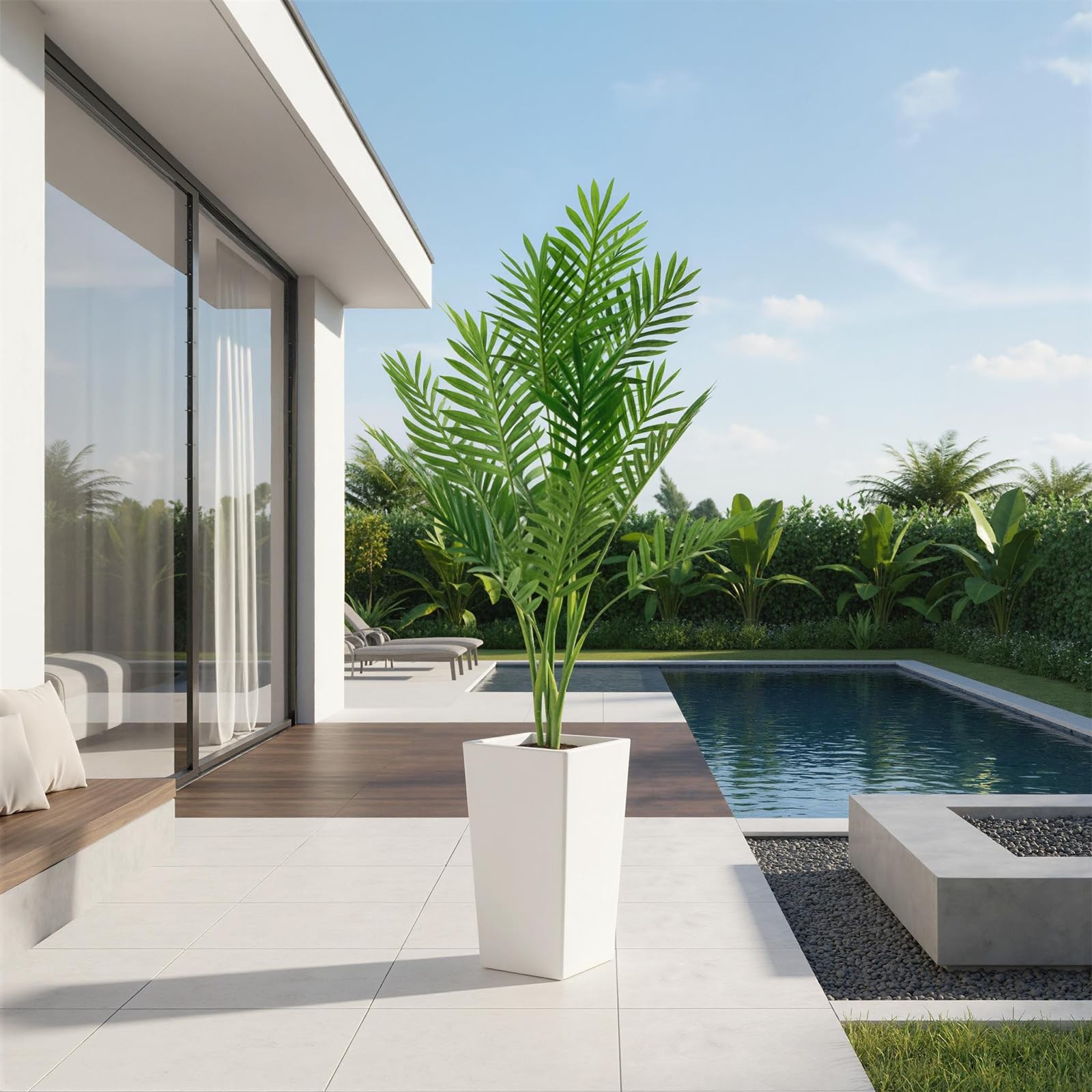 4.2FT Artificial Palm Tree Indoor Decor,Tall Realistic Faux Areca Palm for Home