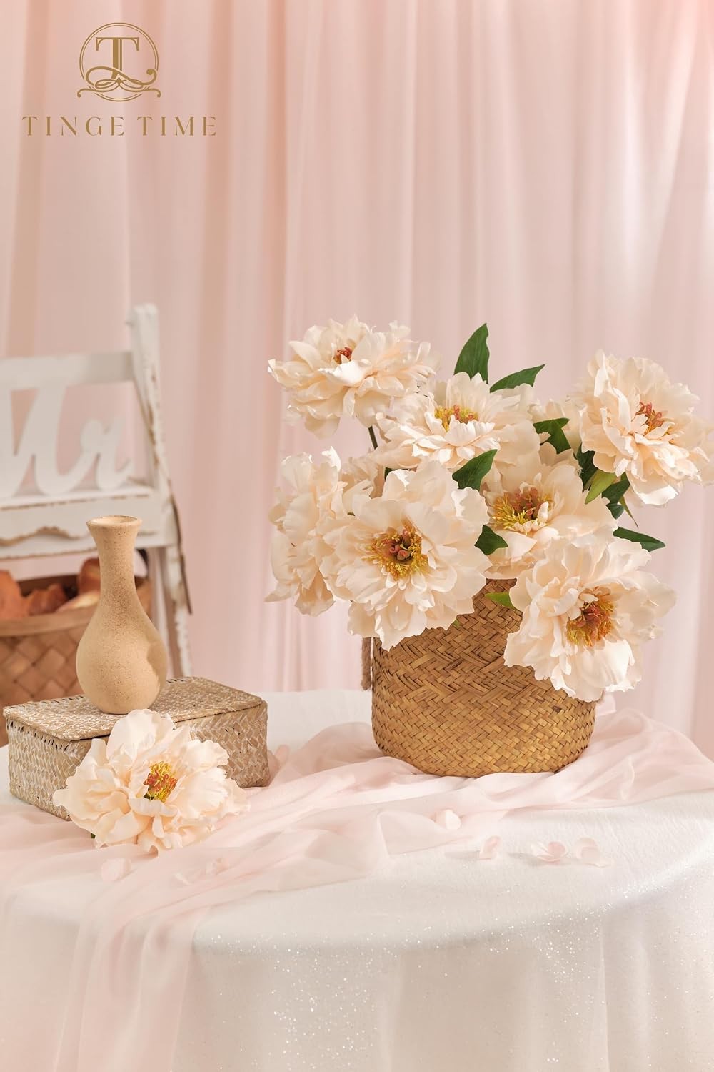 Artificial Peony Flowers 9pcs Silk Wedding Bouquet DIY Craft Fake Peony Flowers