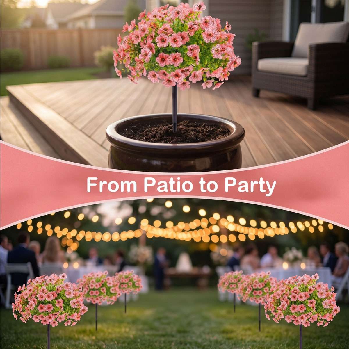 Artificial Violet Flowers with Ground Spike Fake Plants Garden Patio Yard Decor