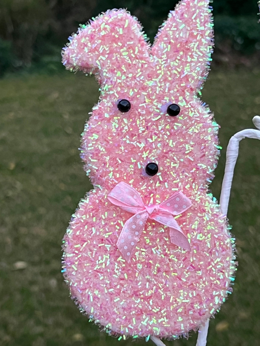 Sugared Bunny Peeps Spray Set of 3 Picks 27 Inch Easter Decor Spring Decor Craft