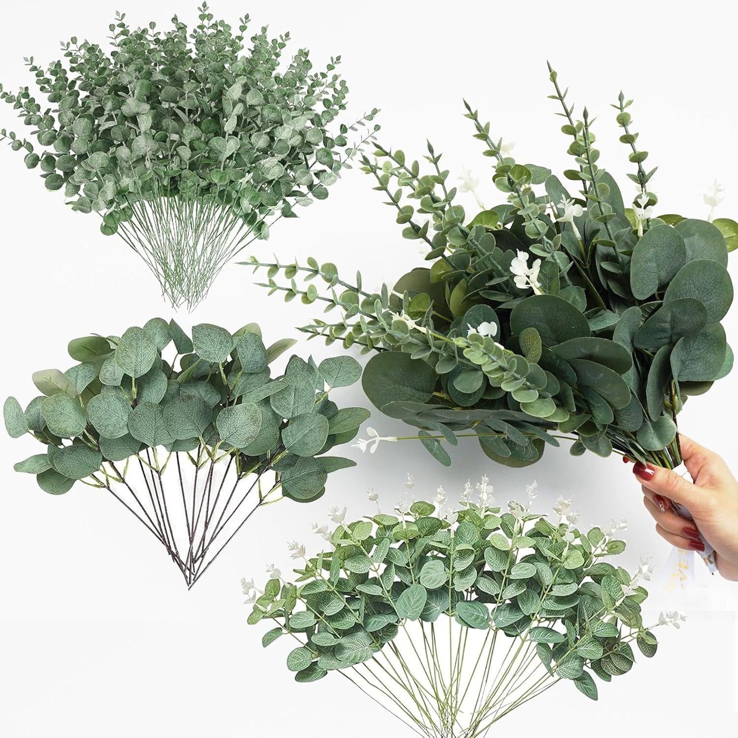 270 PCS Mixed Faux Eucalyptus Leaves for Wedding Bouquets & Centerpieces