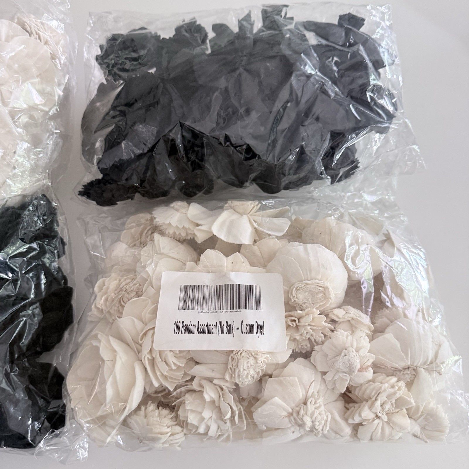 Sola Wood Flowers Raw Random Bundle Lot Assortment Size 1″–3″, Raw Black No Bark