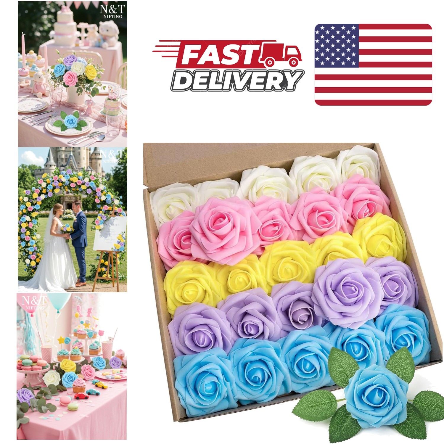 Versatile Artificial Roses 25Pcs for Party Decorations and Flower Arrangements