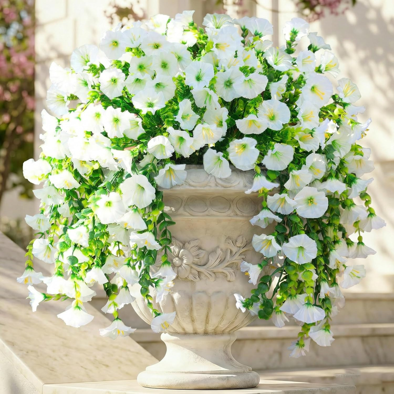 2 PCS Artificial Hanging Flowers Fake Plants for Winter Christmas Outdoor,Faux S