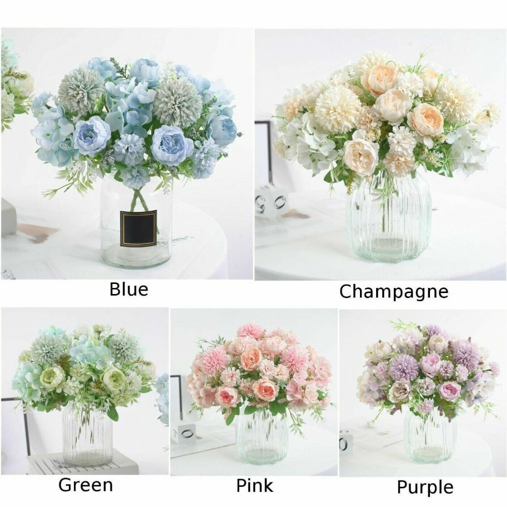 7 Heads Artificial Flowers Silk Peony Bouquet Fake Rose Wedding Home Party Decor