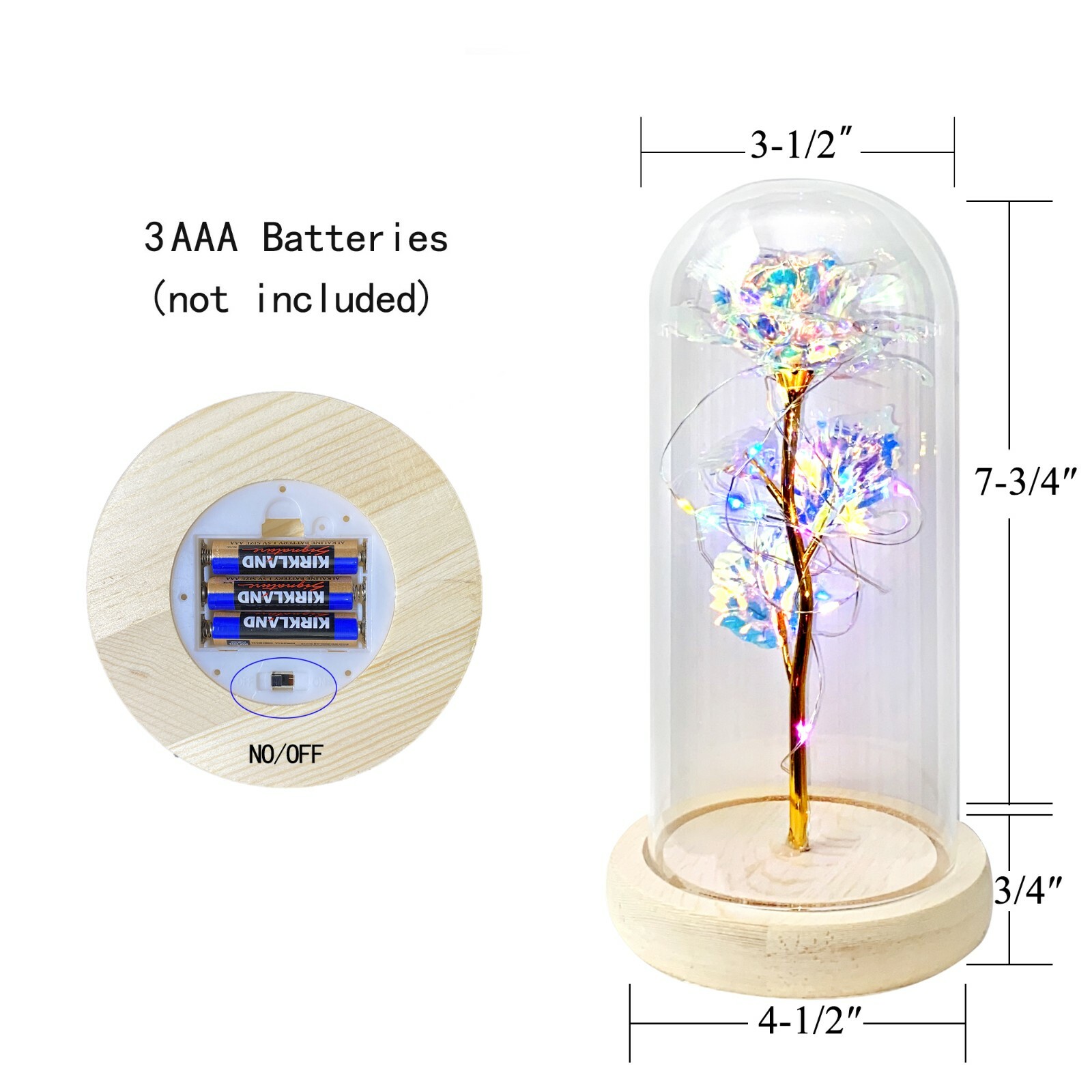 crystal Galaxy rose in the glass dome 20 led lights gift for girlfriend mom wife
