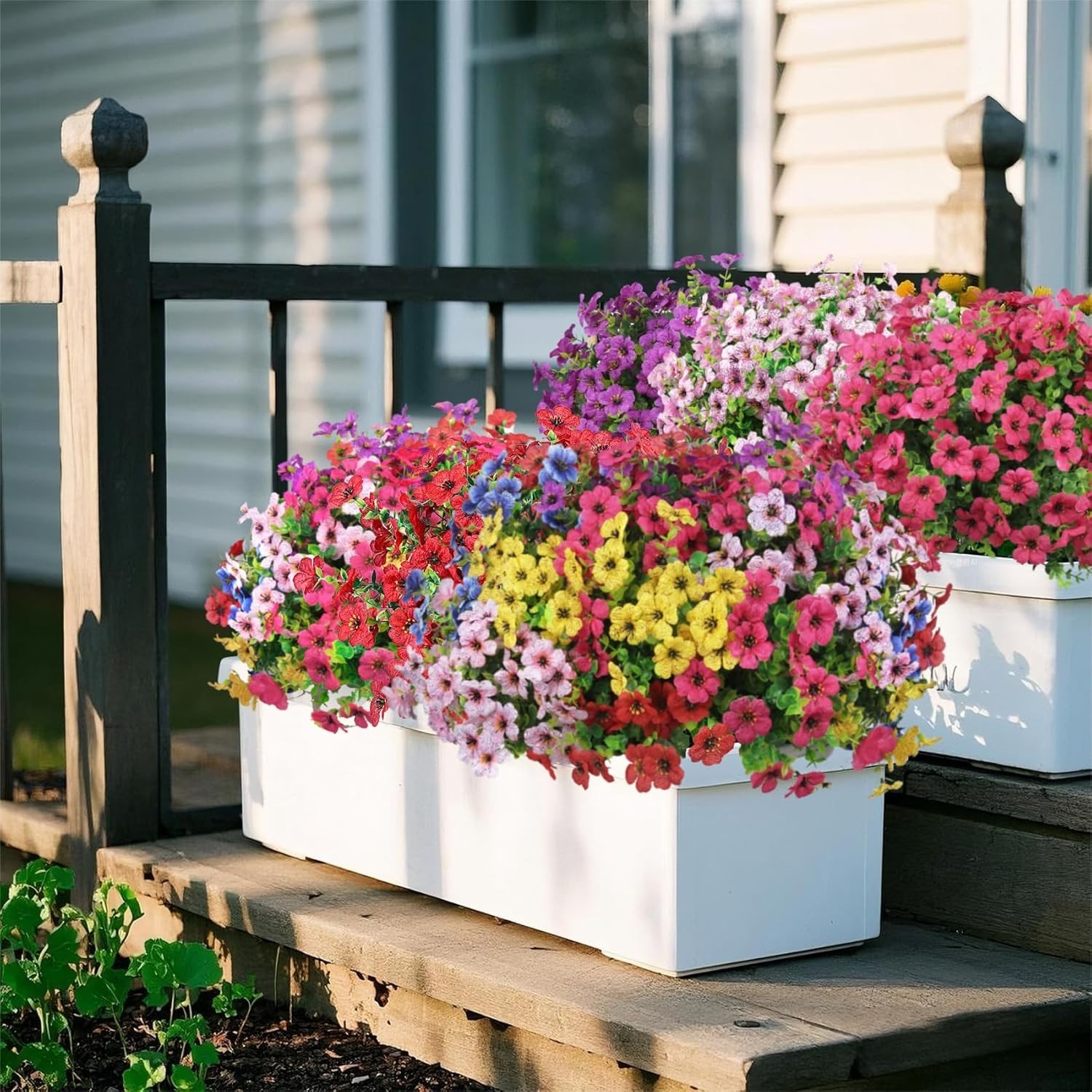 Ouddy Decor 24 Bundles Artificial Flowers UV Resistant Outdoor Mixed