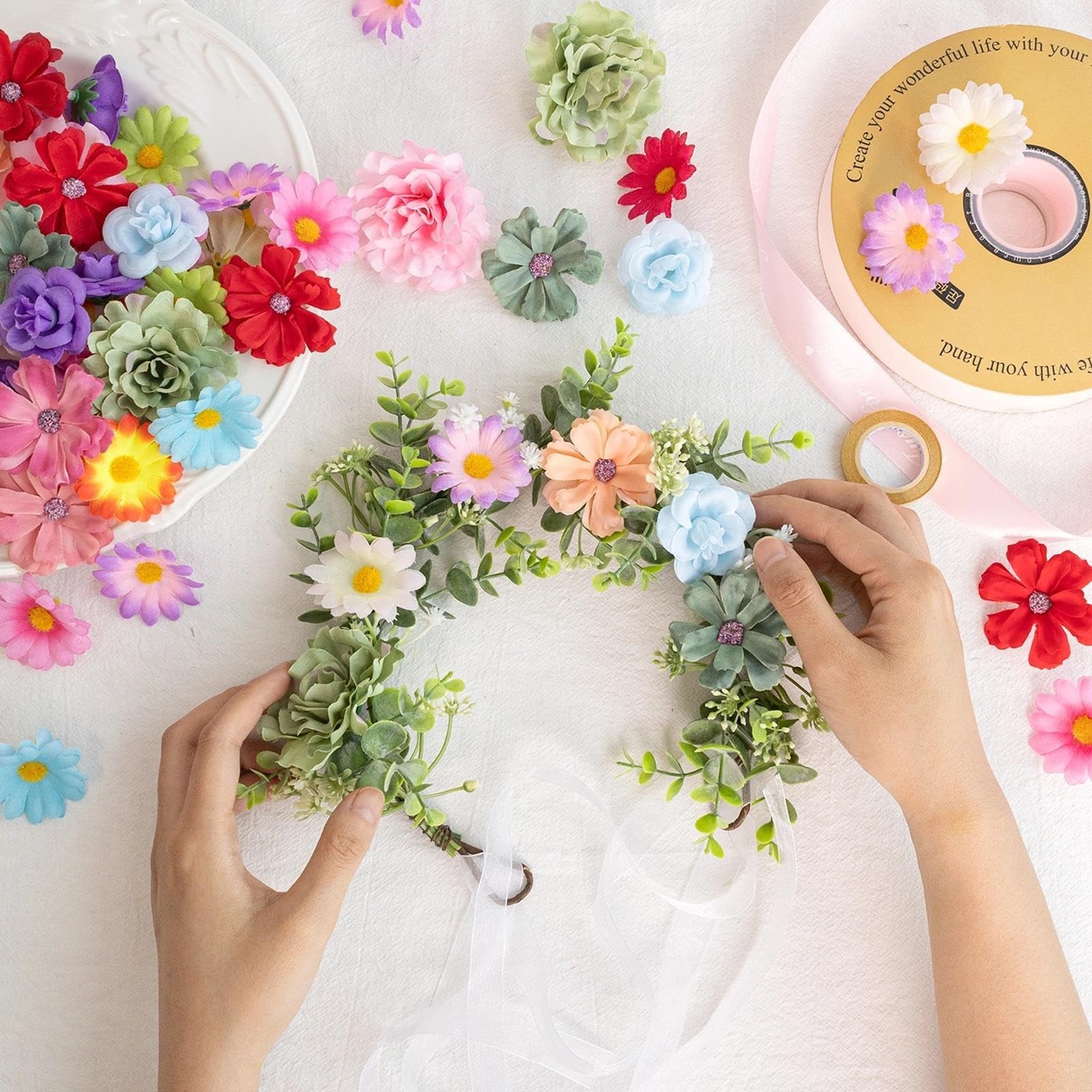 310Pcs Mini Artificial Flower Heads – Silk Daisy Buds for DIY Crafts, Wedding De