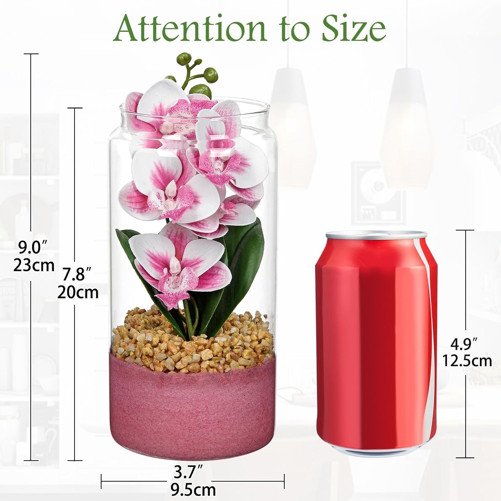 Artificial Orchid Plant with Vase Small Faux Pink Orchids Decor for Bedroom