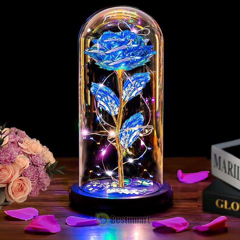 Valentines Day Gifts for Her – Crystal Galaxy Enchanted LED in Glass Rose Gifts