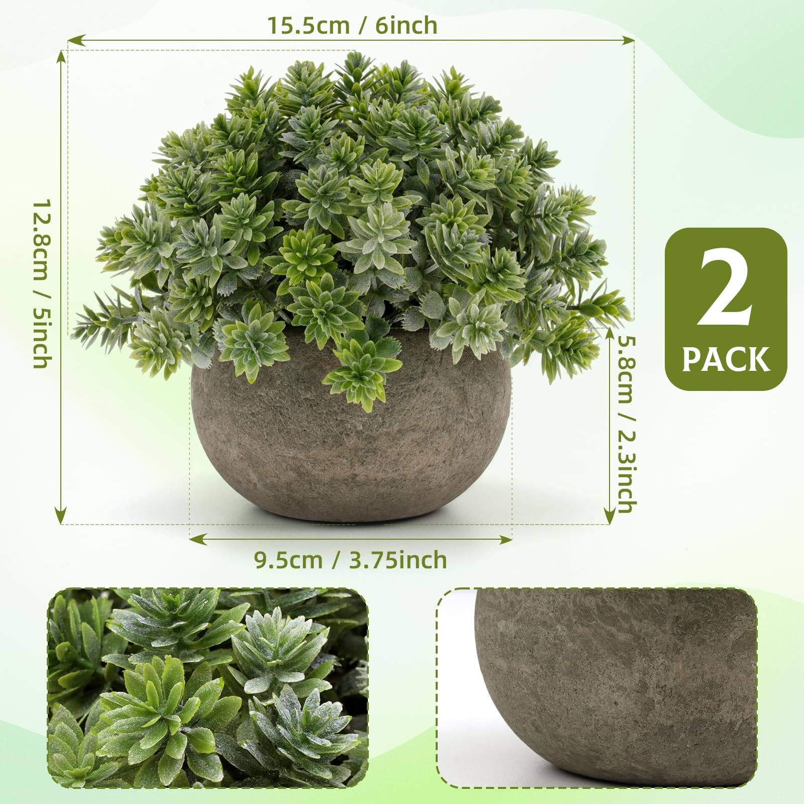 2 PCS Small Artificial Potted Fake Topiary Plants Ornament For Home Bedroom