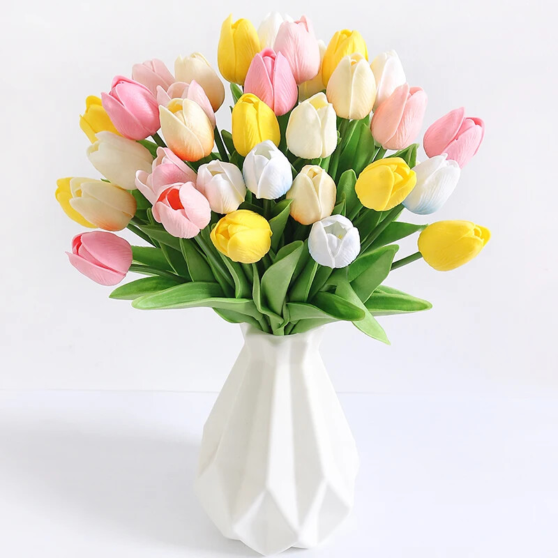 New 5/10Pieces Of Artificial Plant Tulip Soft Pole Room Dining Table Decoration