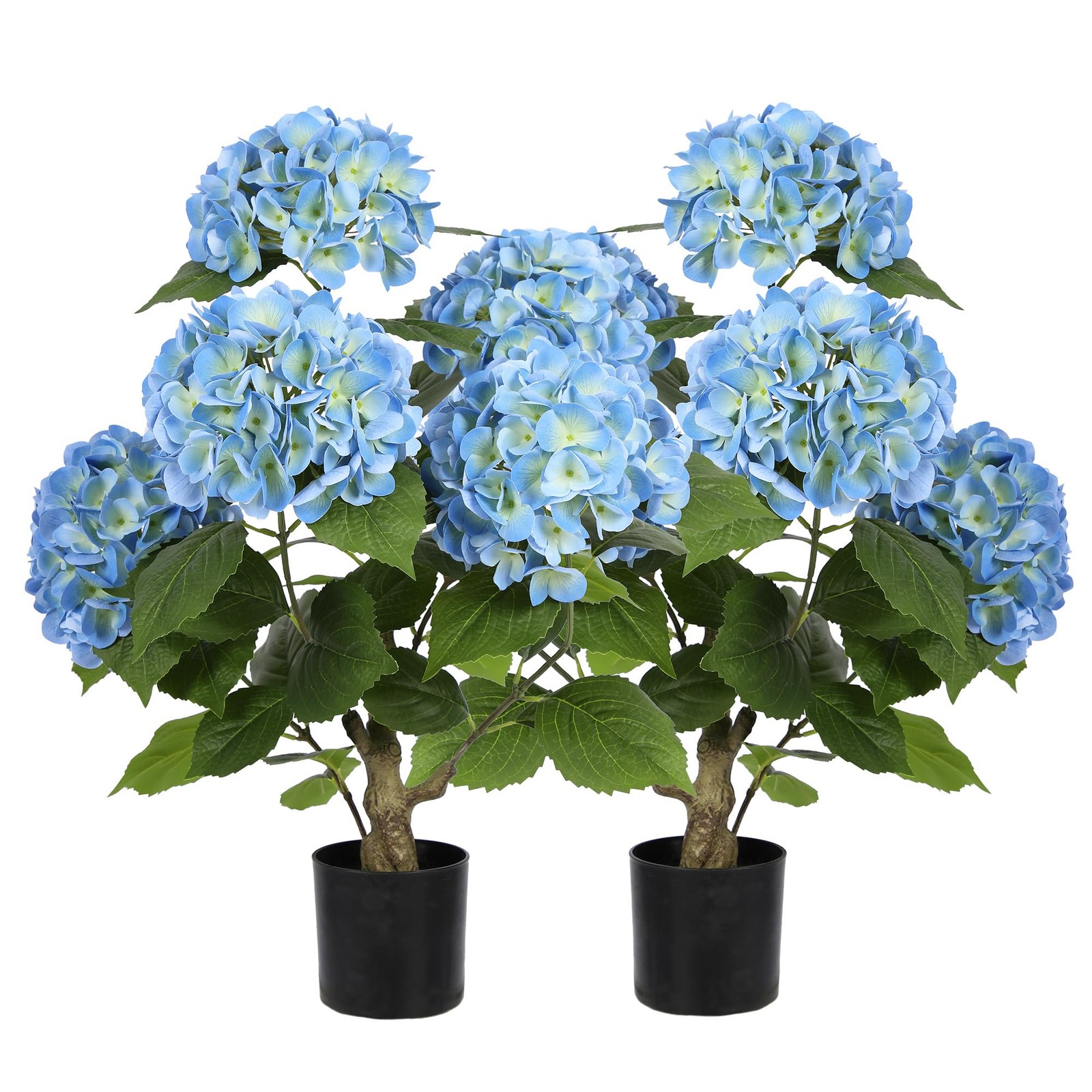 2FT Real Touch Faux Hydrangea Tree Outdoor, 2 Pack Blue Hydrangea Tree Artifi…