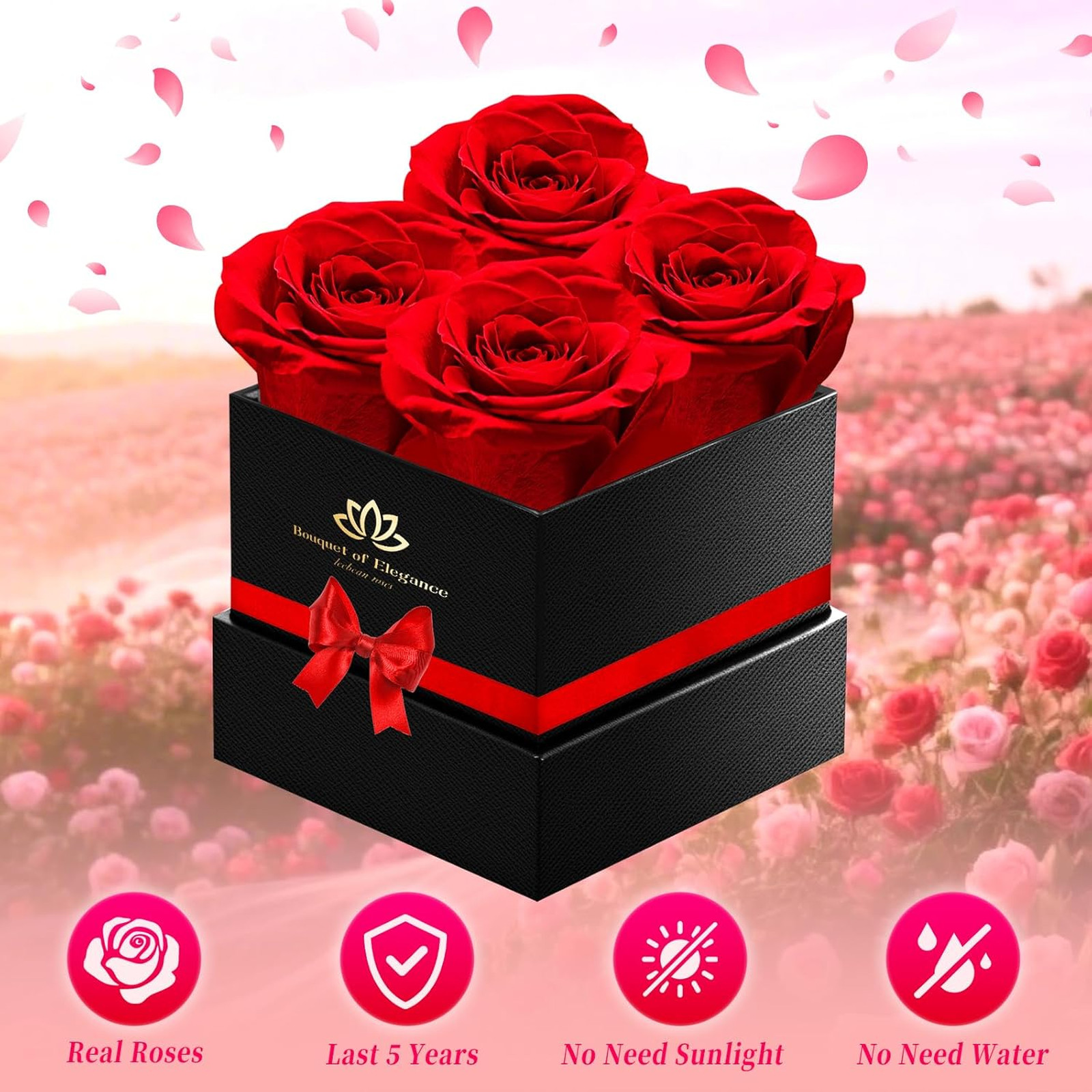 Forever Roses Luxury Gift Box for Women Men Preserved Flowers Bouquet for