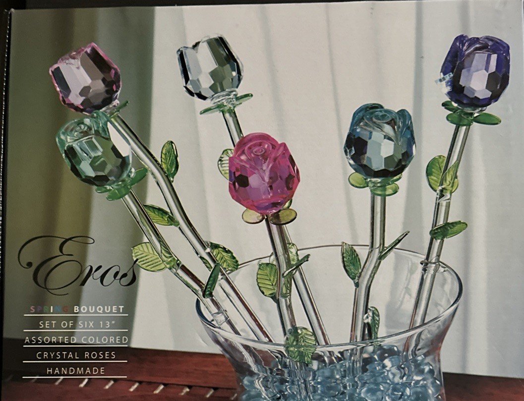Eros Bouquet (6) Handmade 13” Glass Roses