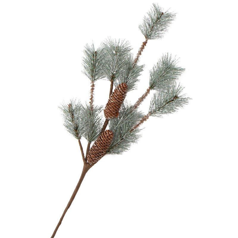 Set of 2 Winter Snowy 28″ Artificial Pine Sprays with Pinecones