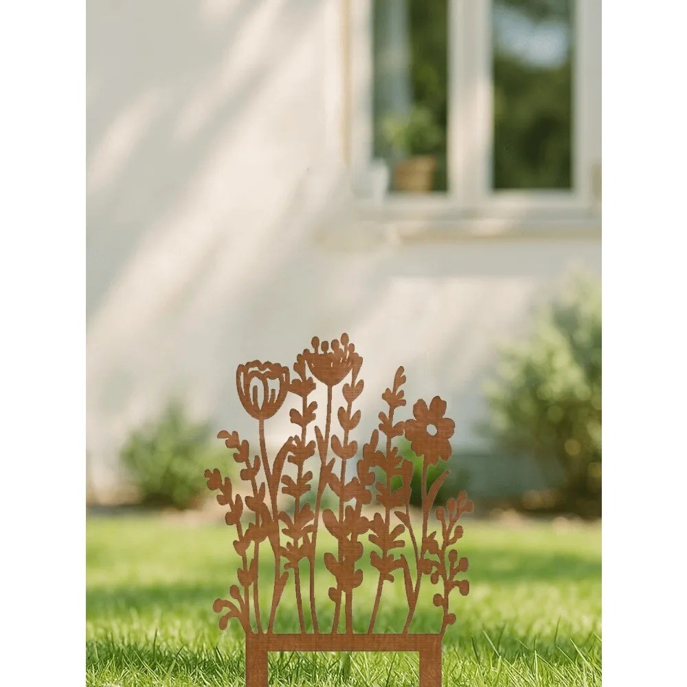 Rustic Metal Garden Stake – Vintage Outdoor Lawn Flower Bed Decor 1pc
