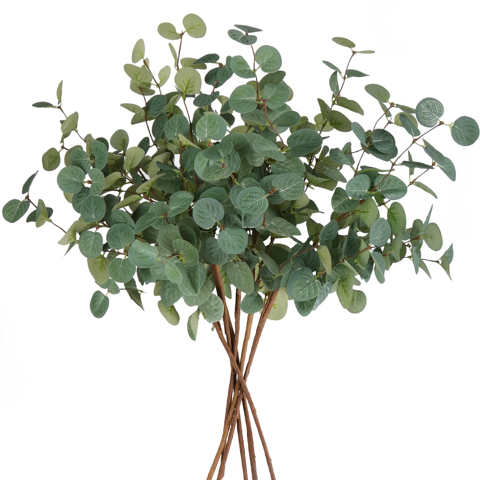 6Pcs Artificial Eucalyptus Stems Greenery Stems 24″ Tall Fake Plants Decor Fa…