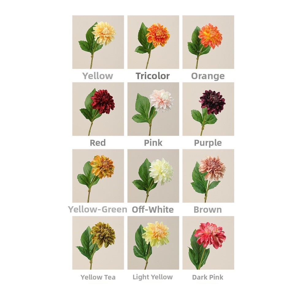 Lifelike Silk Dahlia Flower for Wedding Home Office Photo Background Decor