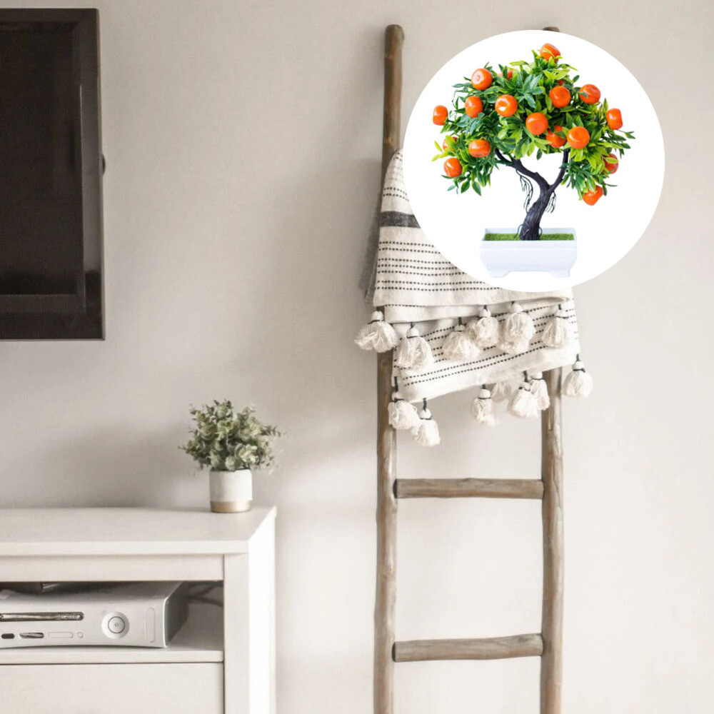 Potted Orange Tree Fake Plant Artificial Fruit Wedding Decor Bonsai Indoor