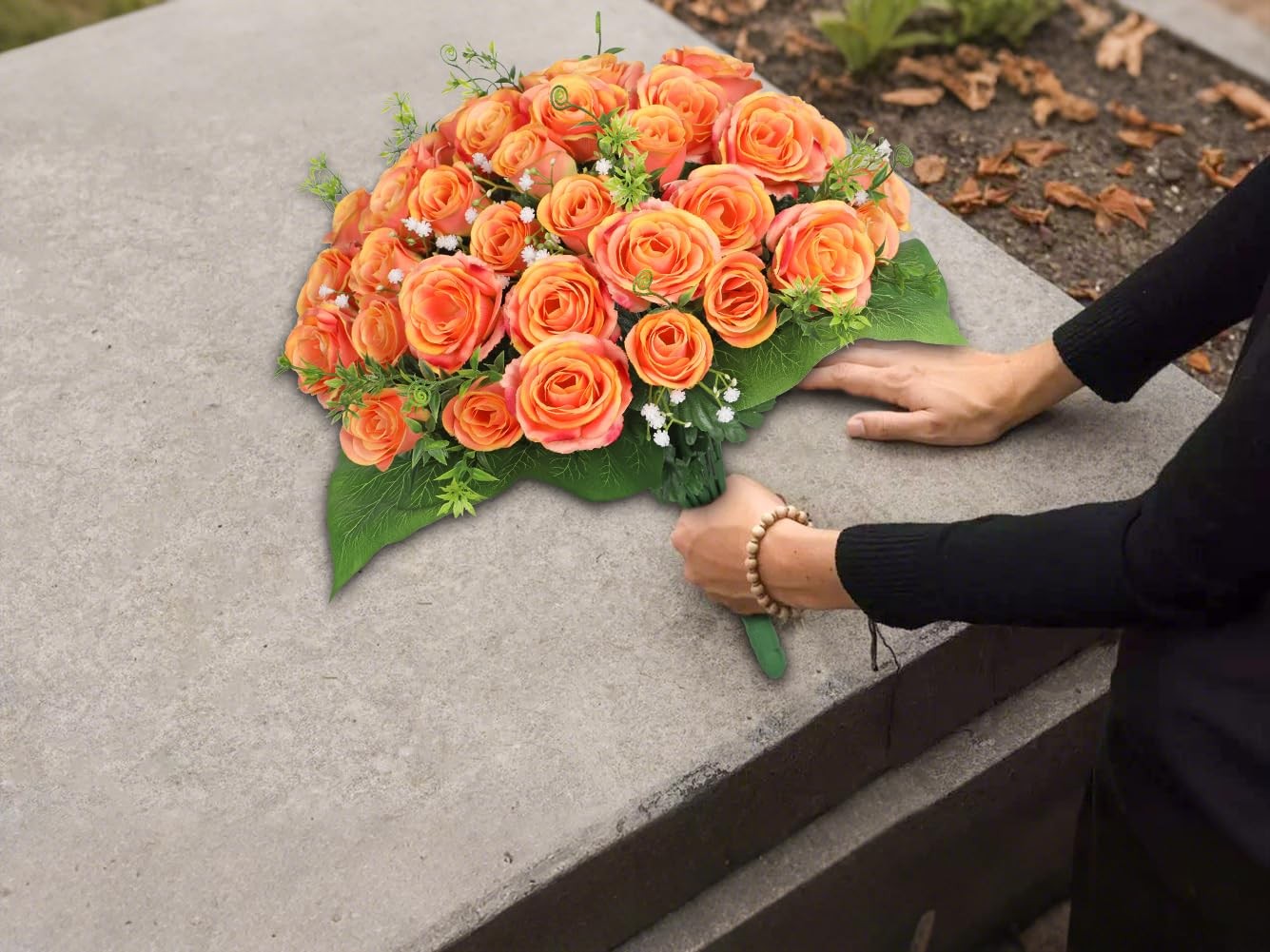 Artificial Flowers for Cemetery, Cemetery Flowers for Grave, Weather Resistan…