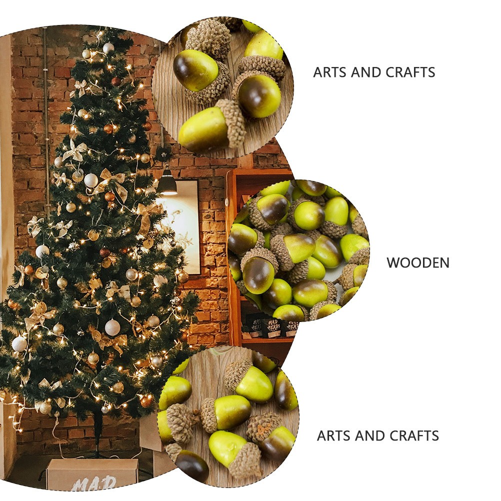 10 Pcs Simulated Wooden Acorn Christmas Decor Accessories for DIY Crafts