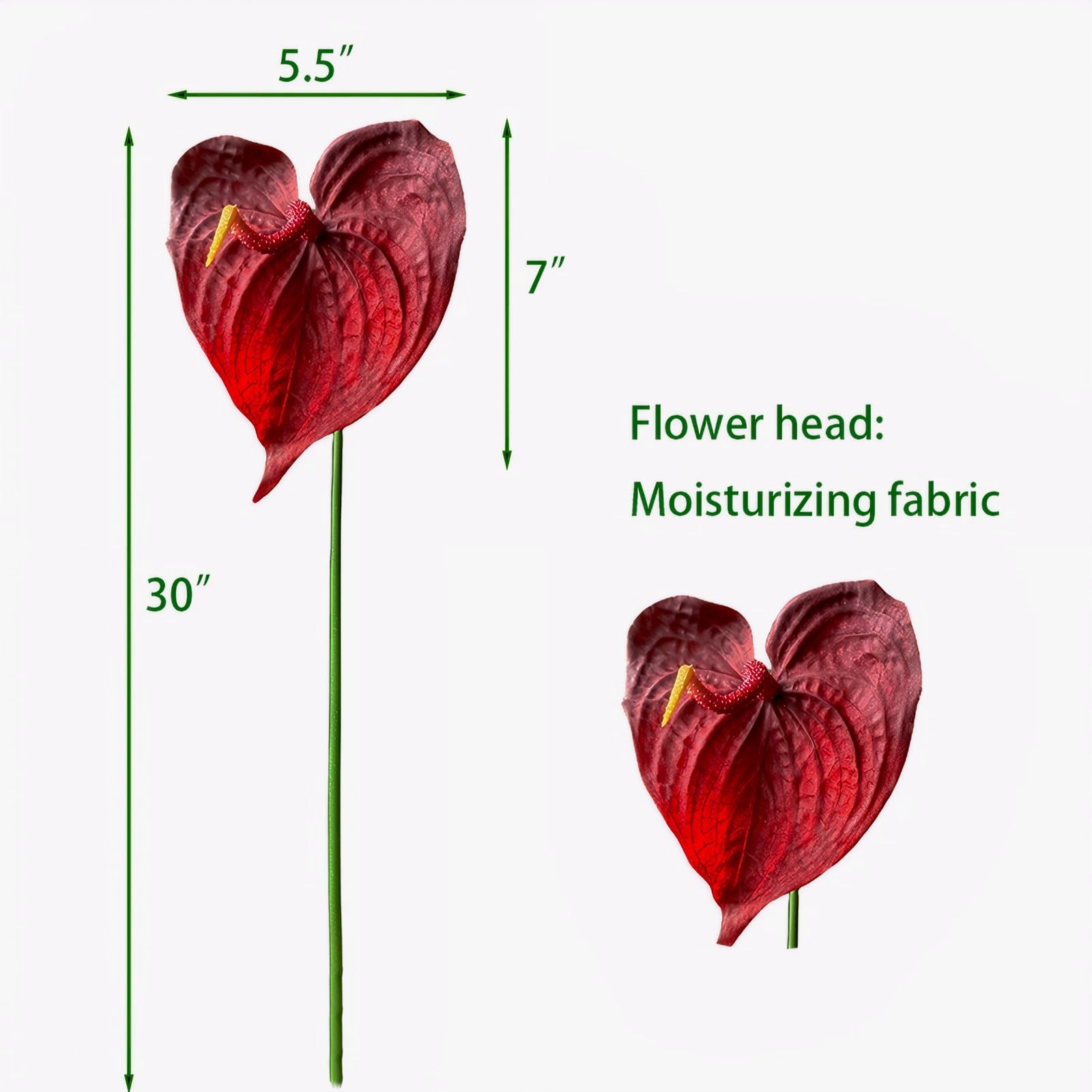 30″ Artificial Anthurium Lily Flowers 3pcs Red Fake Tropical Flowers for Vase…
