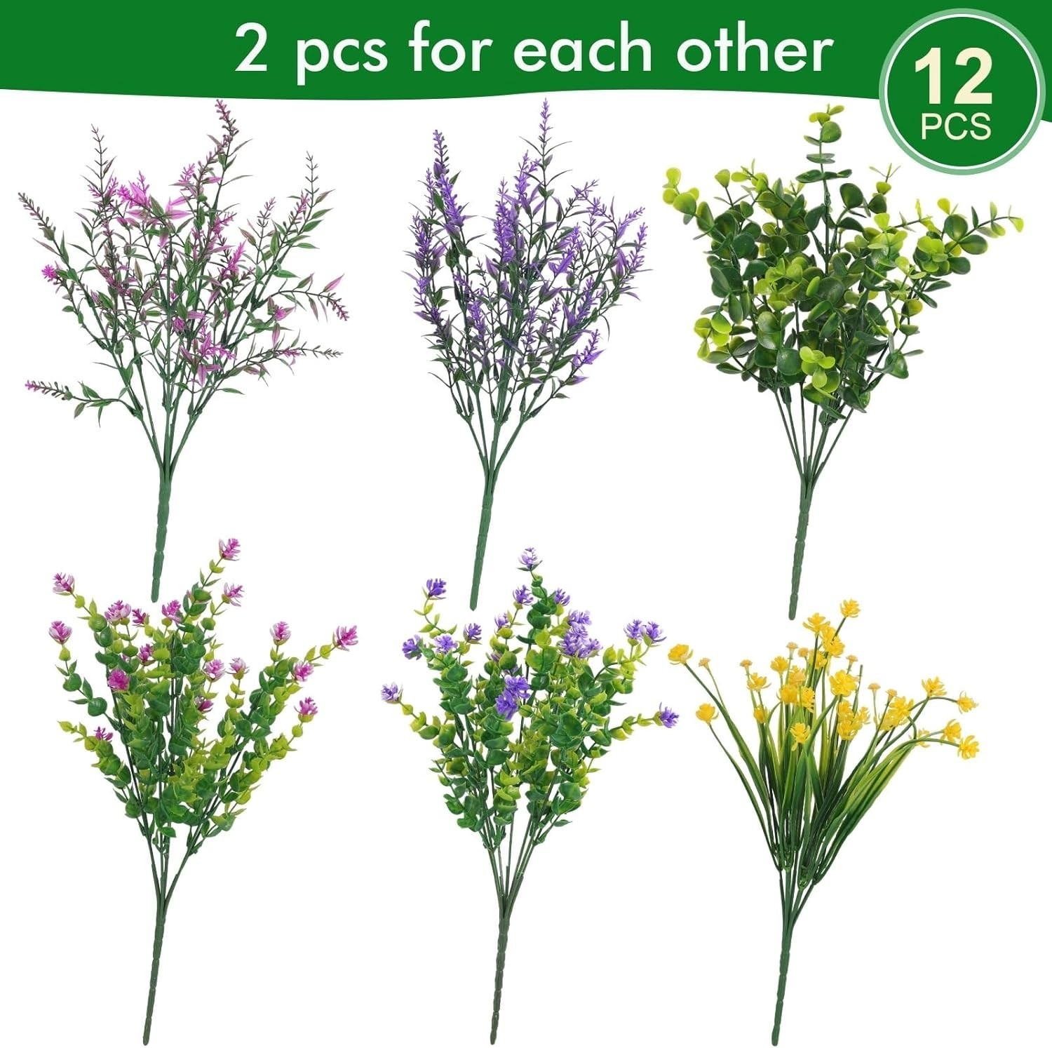 Vibrant Faux Flowers Set of 12 – Life-Like, Maintenance-Free Decor for Weddings