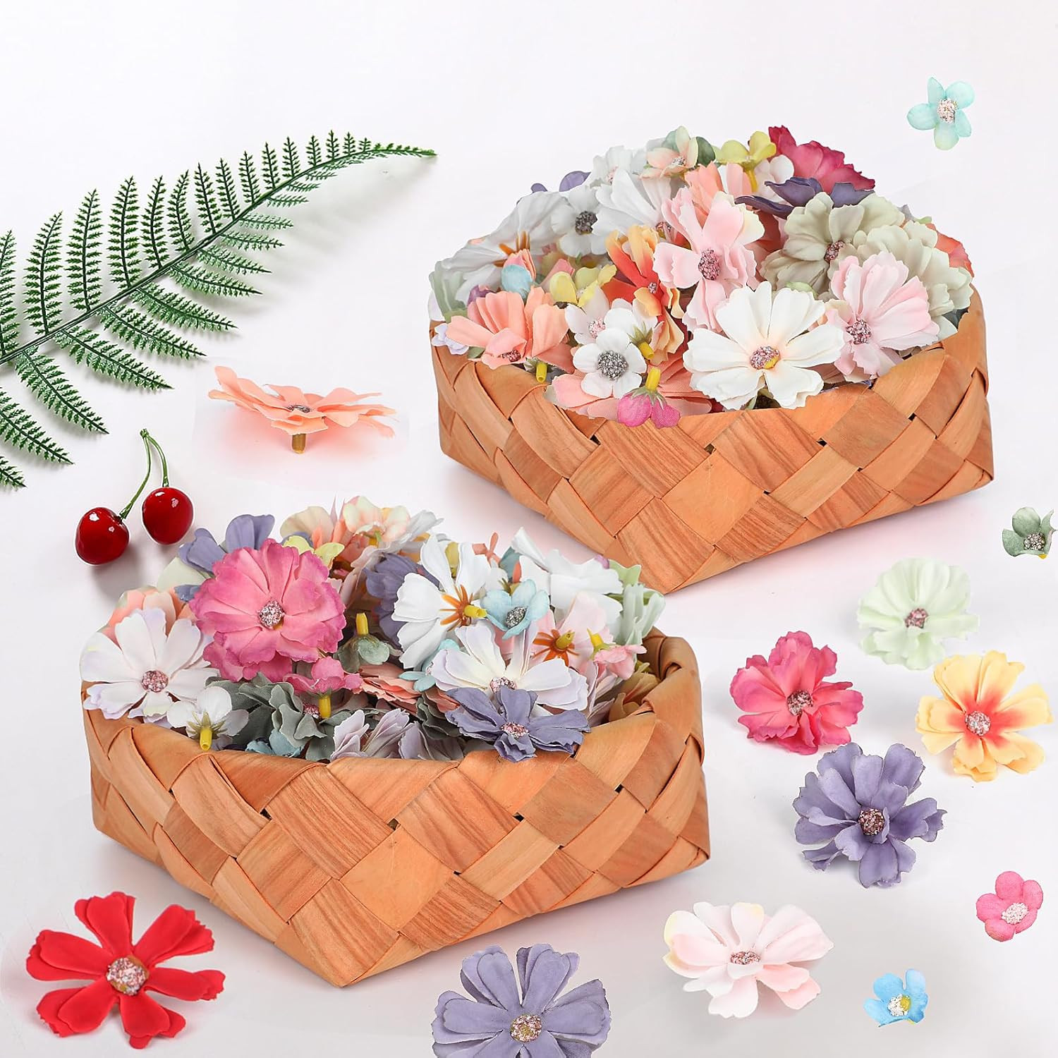 150Pcs Mini Faux Flower for Crafts,Artificial Flower Heads Daisy Peony Flower De