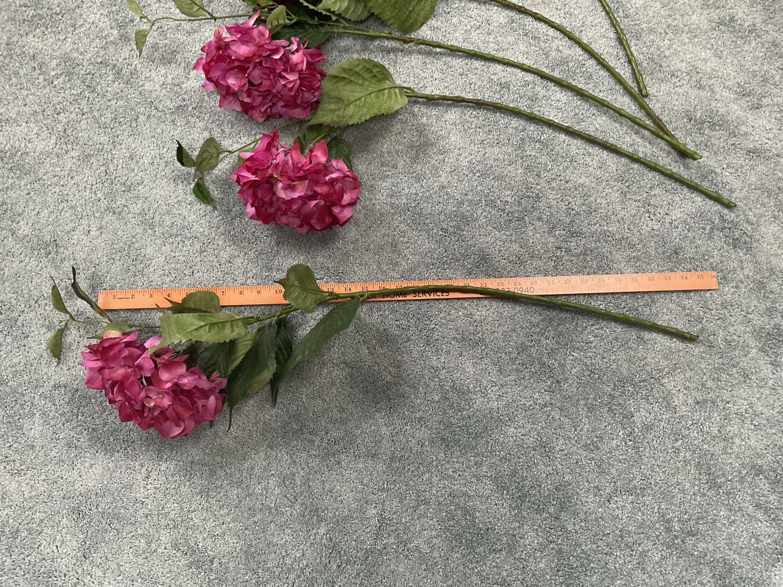 Artificial Hydrangea Spring Flowers ~ Pink & White ~ (5) Stems ~ 34” Long