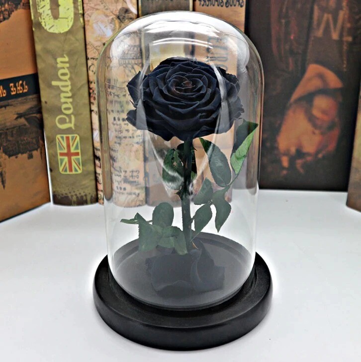 Red Blue Black Pink Forever Flower Immortal Fresh Rose in Glass Valentine’s Day