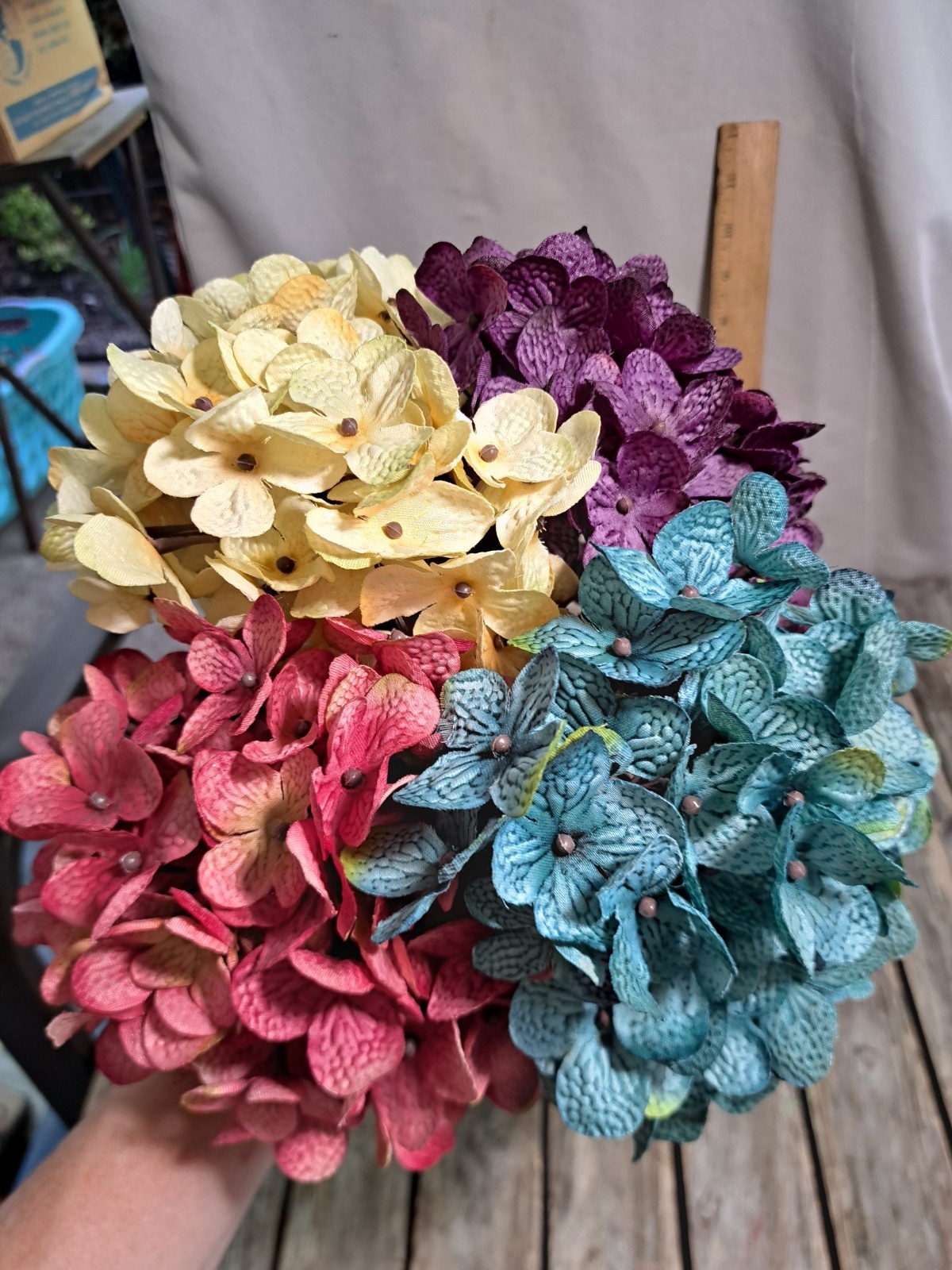 Artificial Hydrangea Flowers 4 Bundles Purple, Pink, Teal & Yellow #4797L473