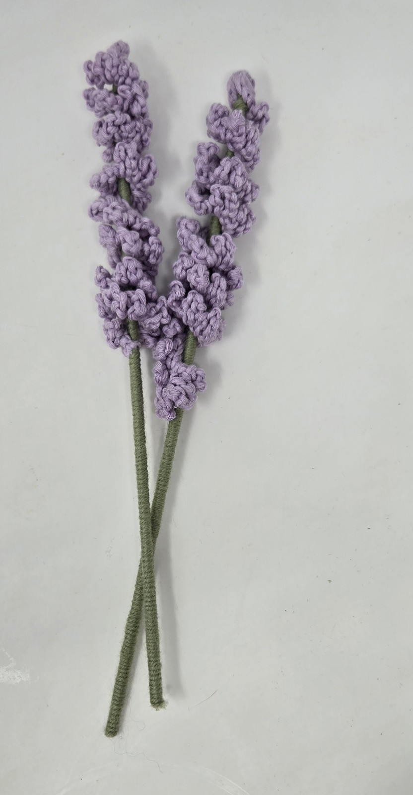 Vintage Handmade Crochet Flower Bouquet 7 Roses Lavender Heart VASE NOT Included