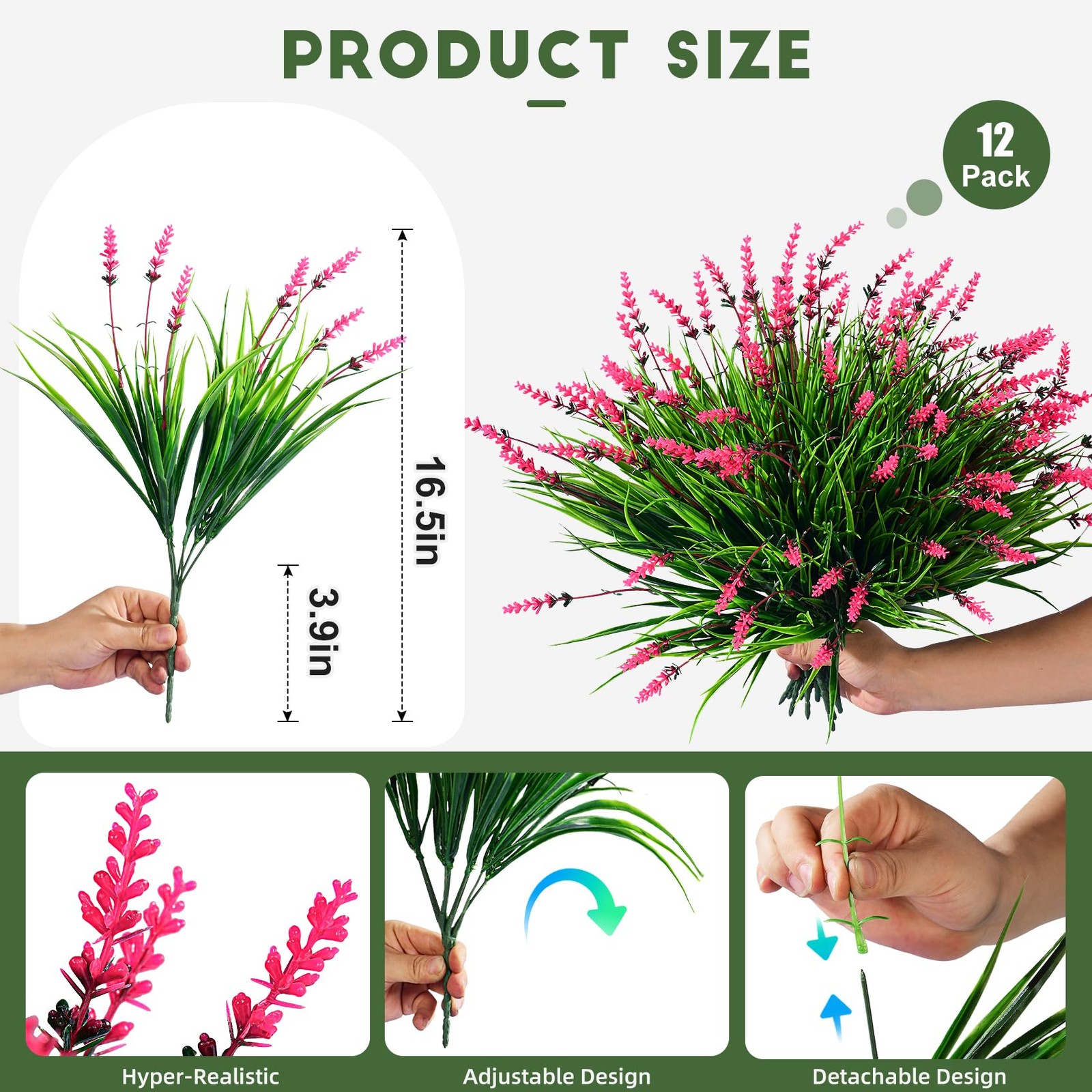 12 Bundles Artificial Lavender Flowers Faux Plants for Outdoor Fake Monkey Gr…