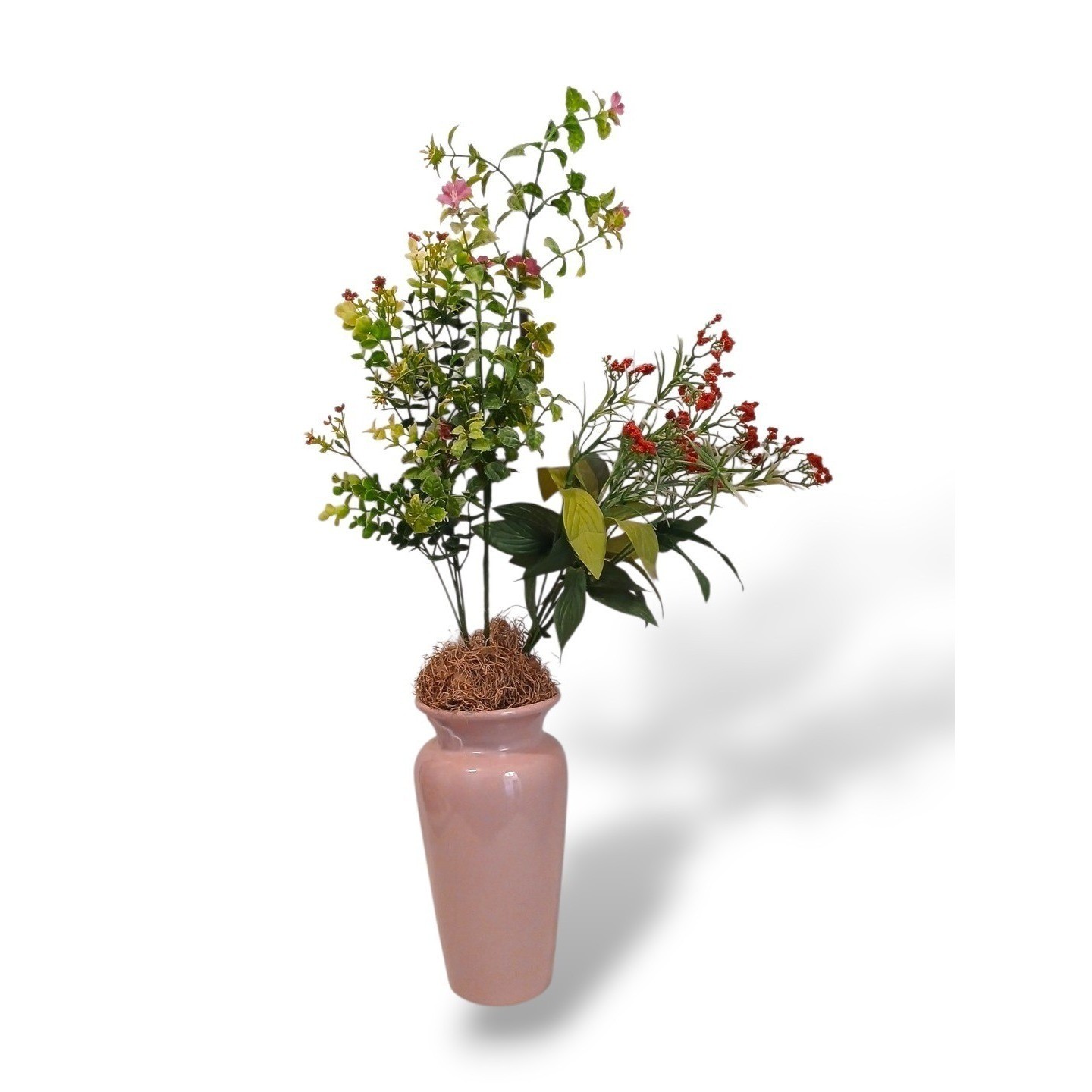 Mid Century Moderm Art Deco VASE Vintage Silk Floral Arrangement Room Decor MCM