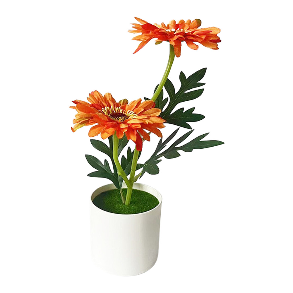Gerbera Daisy Artificial Flower Arrangement in White Pot 10.6 inches for Space