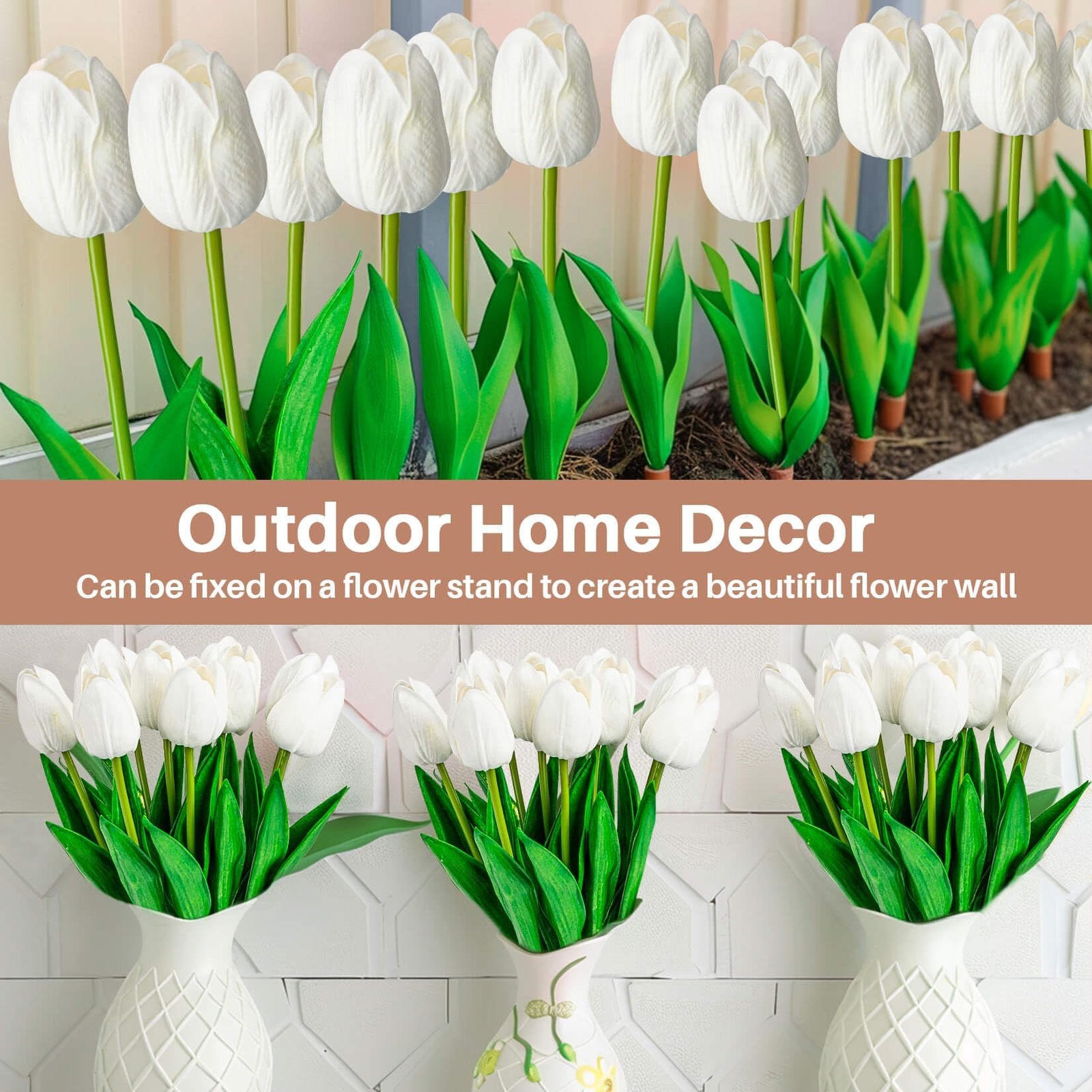 20PCS Artificial Tulips Flowers,Realistic and Real Touch Fake Tulips Bouquets